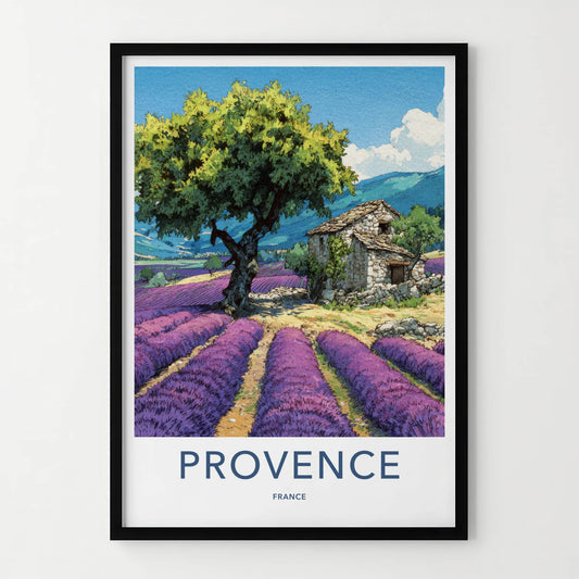 Provence Poster - France Travel Art - Stone House View Home Art