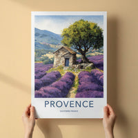 Provence Poster - France Travel Art - Stone Hut Tree Home Decor