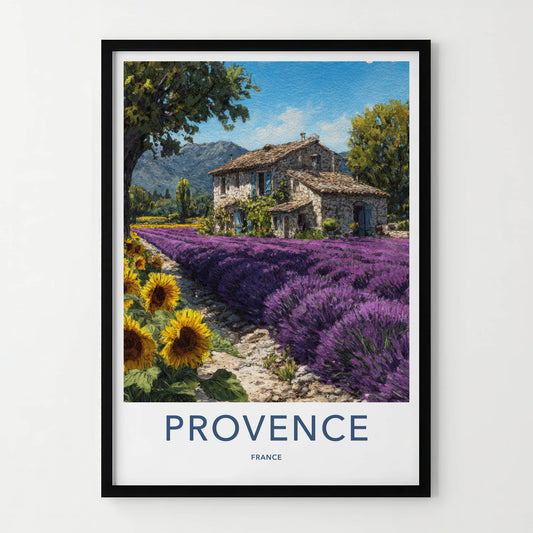 Provence Poster - France Travel Print - Lavender Field Home Decor
