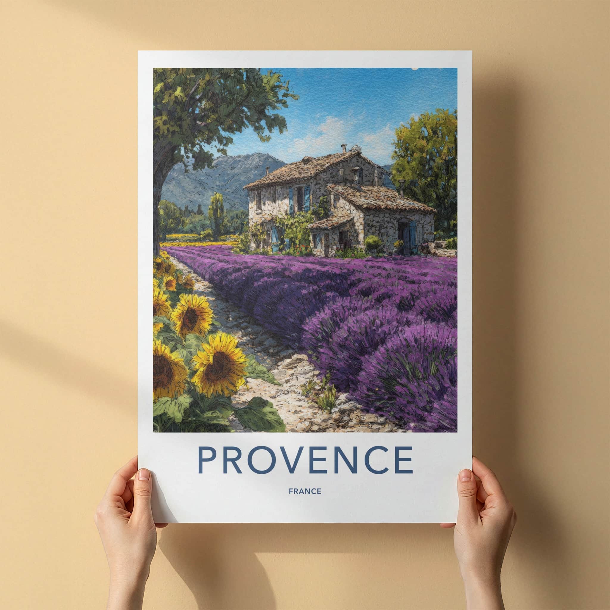 Provence Poster - France Travel Print - Lavender Field Home Decor