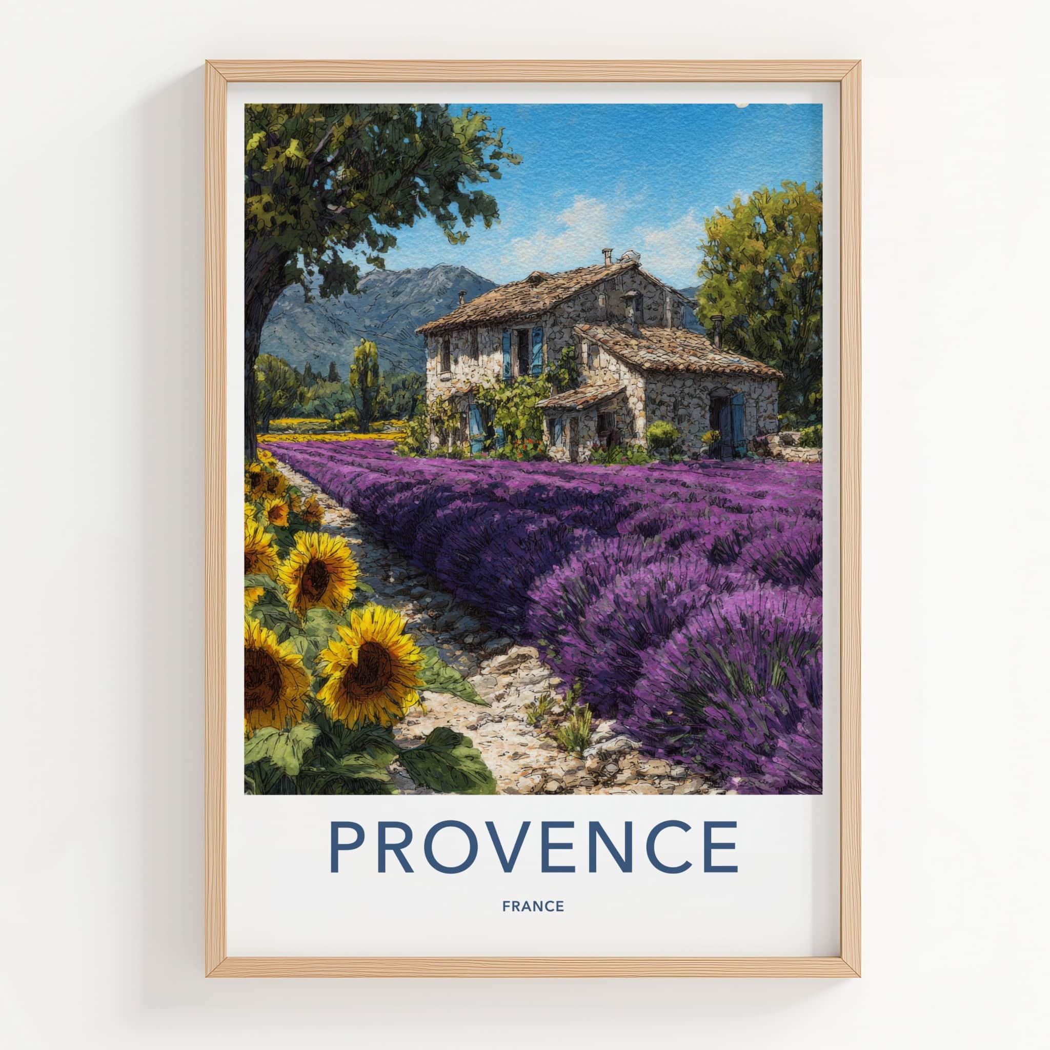 Provence Poster - France Travel Print - Lavender Field Home Decor