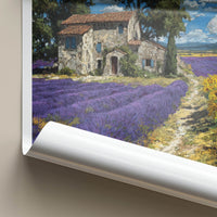 Provence Poster - France Travel Print - Stone Building Fields Home Art
