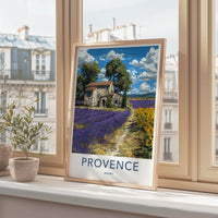 Provence Poster - France Travel Print - Stone Building Fields Home Art