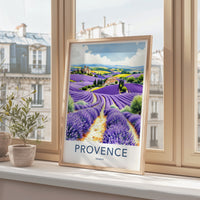 Provence Poster - France Wall Art - Rolling Lavender Fields Home Decor