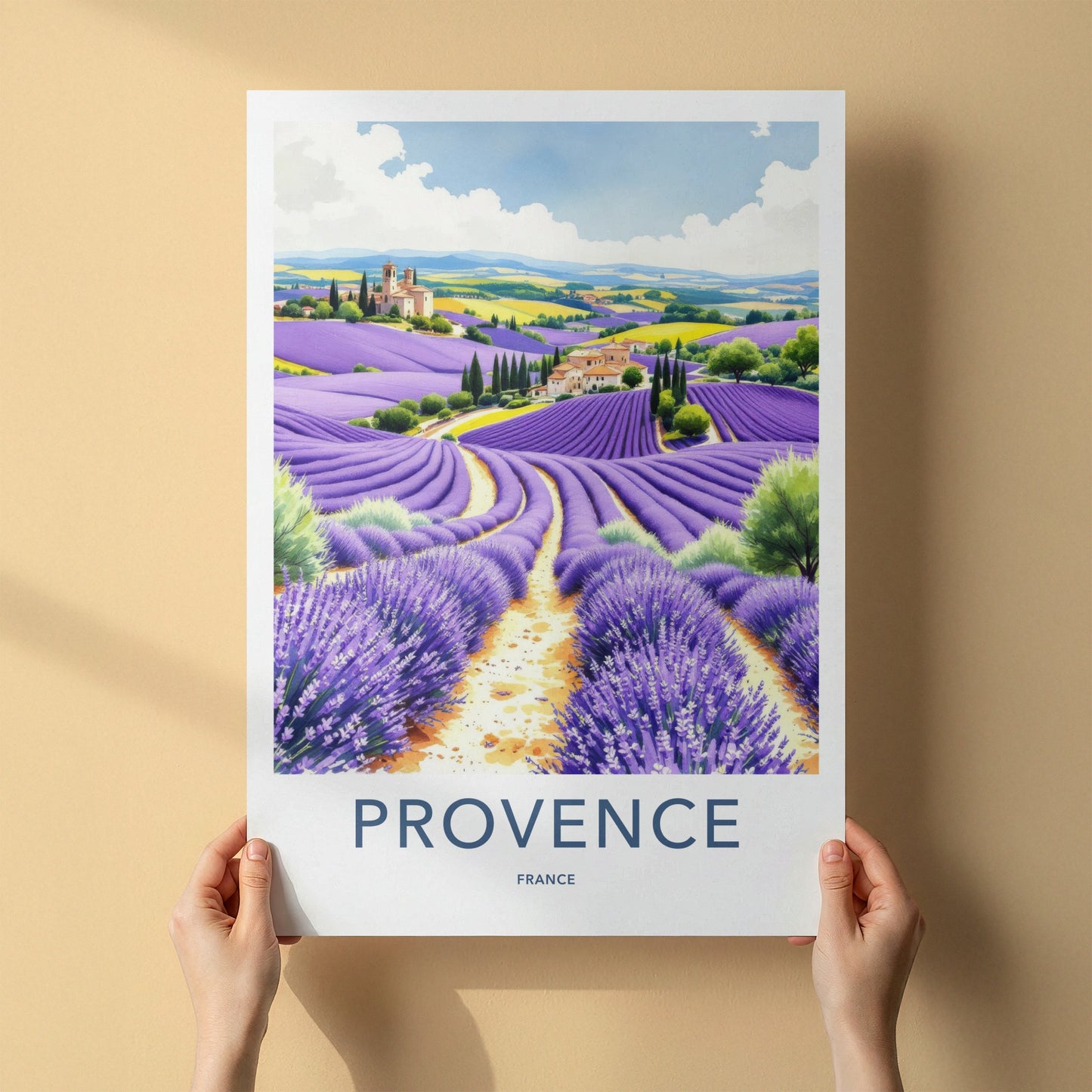 Provence Poster - France Wall Art - Rolling Lavender Fields Home Decor