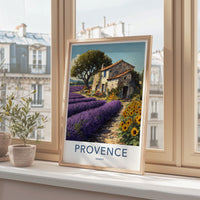 Provence Poster - France Wall Art - Stone Farmhouse Lavender Home Decor