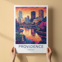 Providence Poster - Rhode Island Travel Art - Vibrant City Sunset Home Decor