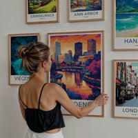Providence Poster - Rhode Island Travel Art - Vibrant City Sunset Home Decor