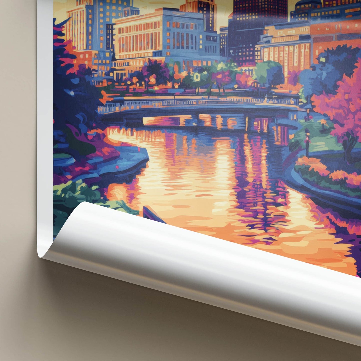 Providence Poster - Rhode Island Travel Art - Vibrant City Sunset Home Decor
