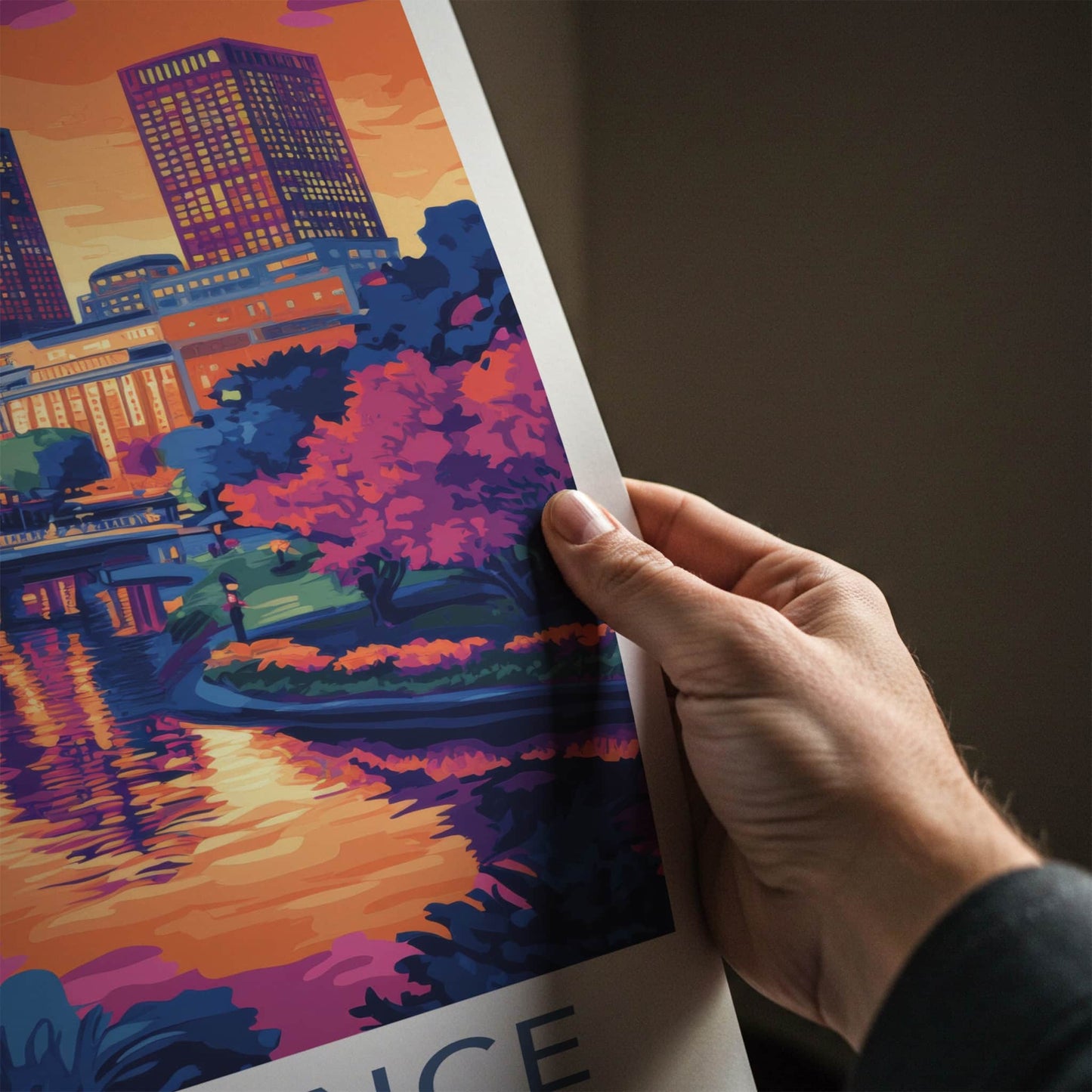 Providence Poster - Rhode Island Travel Art - Vibrant City Sunset Home Decor