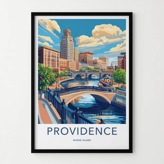 Providence Poster - Rhode Island Wall Art - Urban Waterway Scene Home Decor