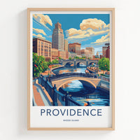 Providence Poster - Rhode Island Wall Art - Urban Waterway Scene Home Decor