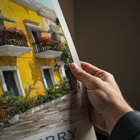 Puducherry Poster - India Travel Art - Puducherry Yellow Building Bicycles Home Decor