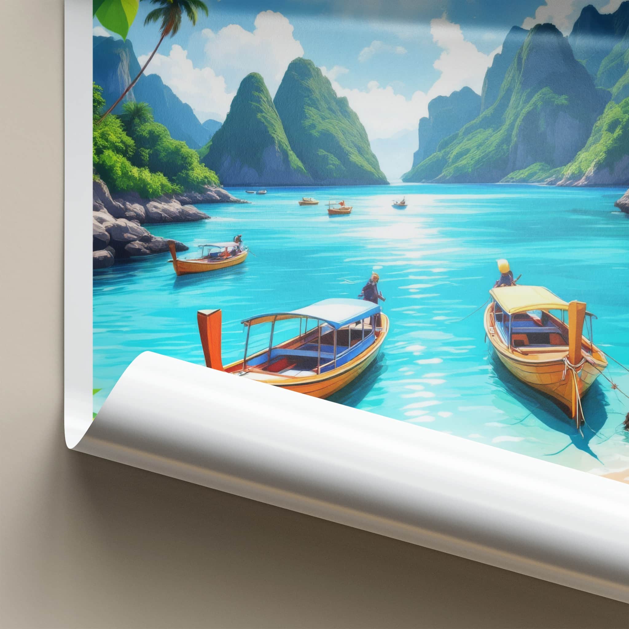 Puerto Princesa Poster - Philippines Travel Art - Tropical Beach Boats Home Decor