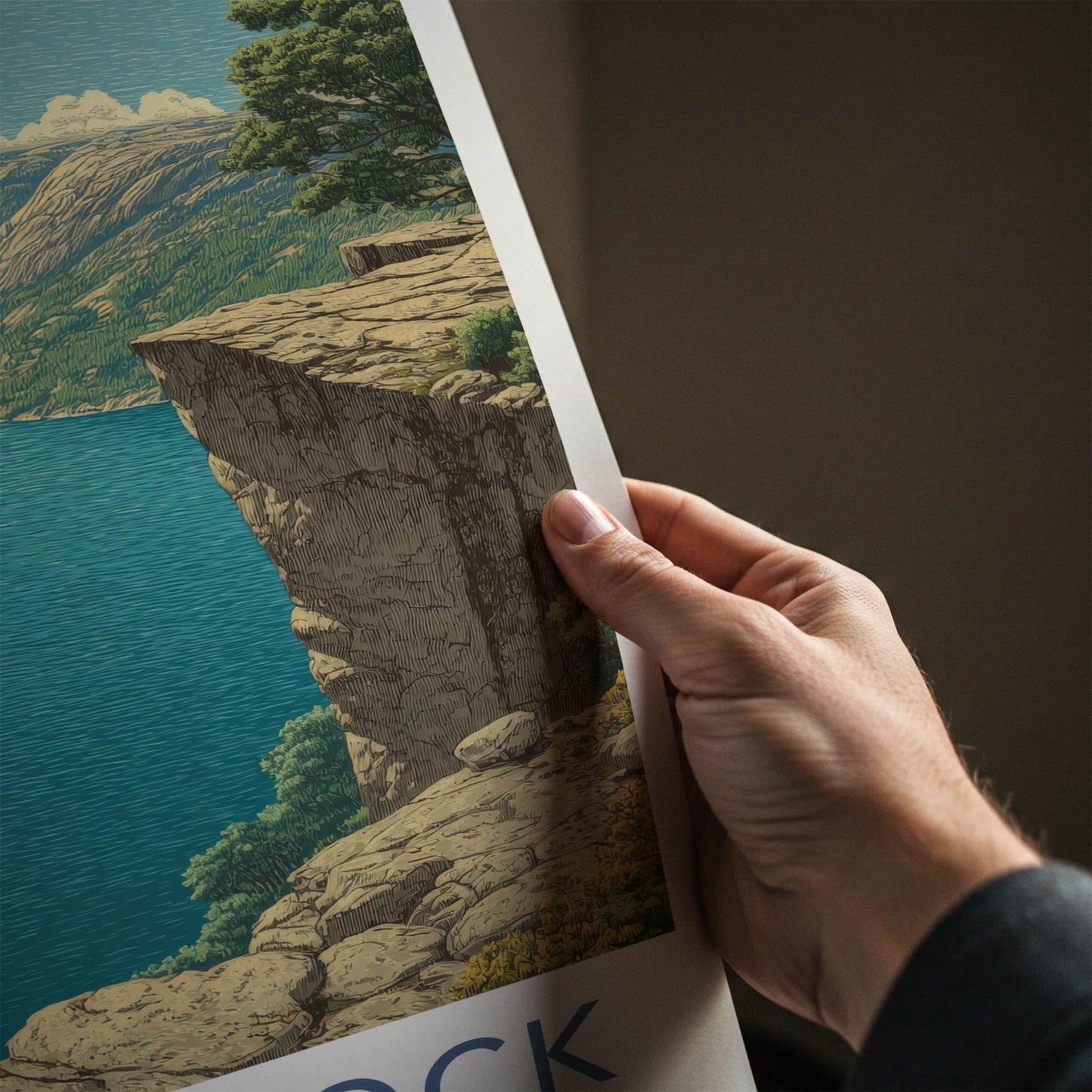 Pulpit Rock Poster - Norway Travel Art - Fjord Sailboats Wall Decor