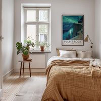 Pulpit Rock Poster - Norway Travel Art - Moonlit Fjord View Home Decor