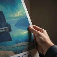 Pulpit Rock Poster - Norway Travel Art - Snowy Cliffs Aurora Home Decor
