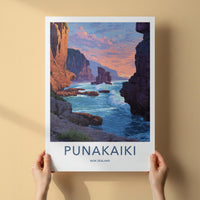 Punaikaiki Poster - New Zealand Travel Art - Rugged Coastal Rocks Home Decor