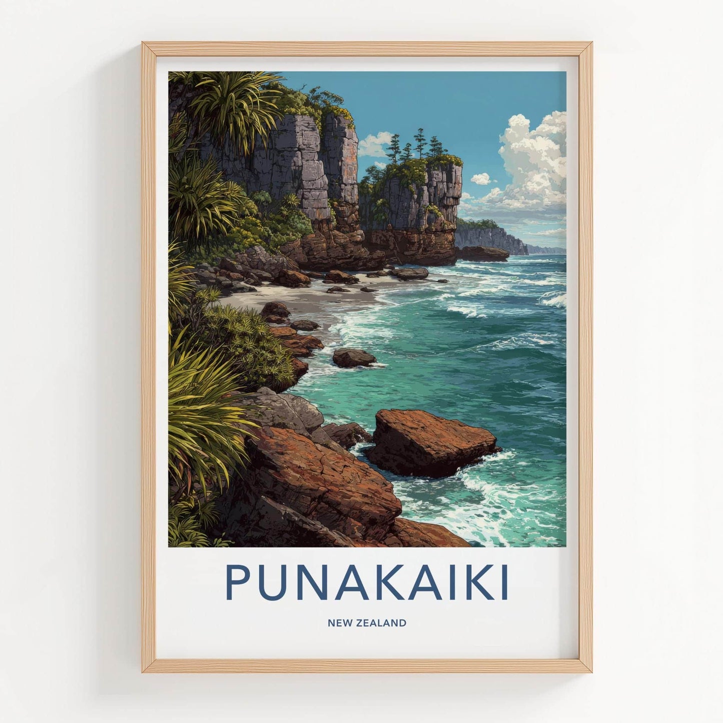 Punakaiki Poster - New Zealand Wall Art - Coastal Cliffs Beach Home Decor