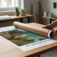 Punakaki Poster - New Zealand Travel Art - Coastal Cliffs Beach Wall Decor