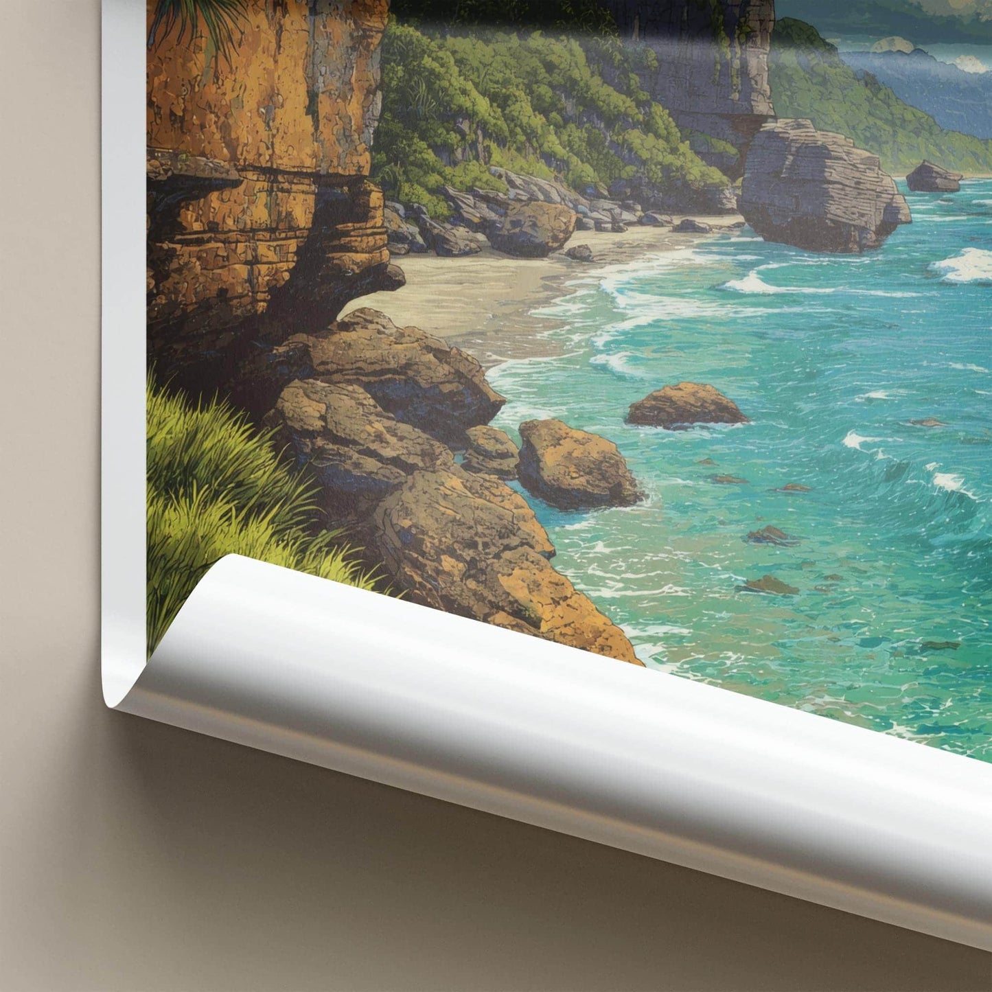 Punakaki Poster - New Zealand Travel Art - Coastal Cliffs Beach Wall Decor