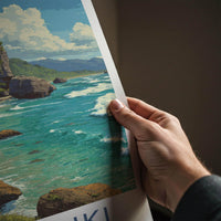 Punakaki Poster - New Zealand Travel Art - Coastal Cliffs Beach Wall Decor