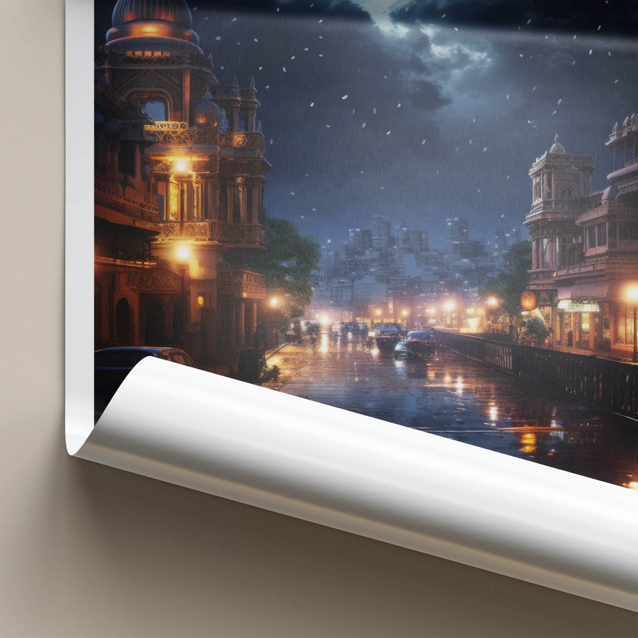 Pune Poster - India Travel Art - Maharashtra Moonlit Rainy Gallery Art