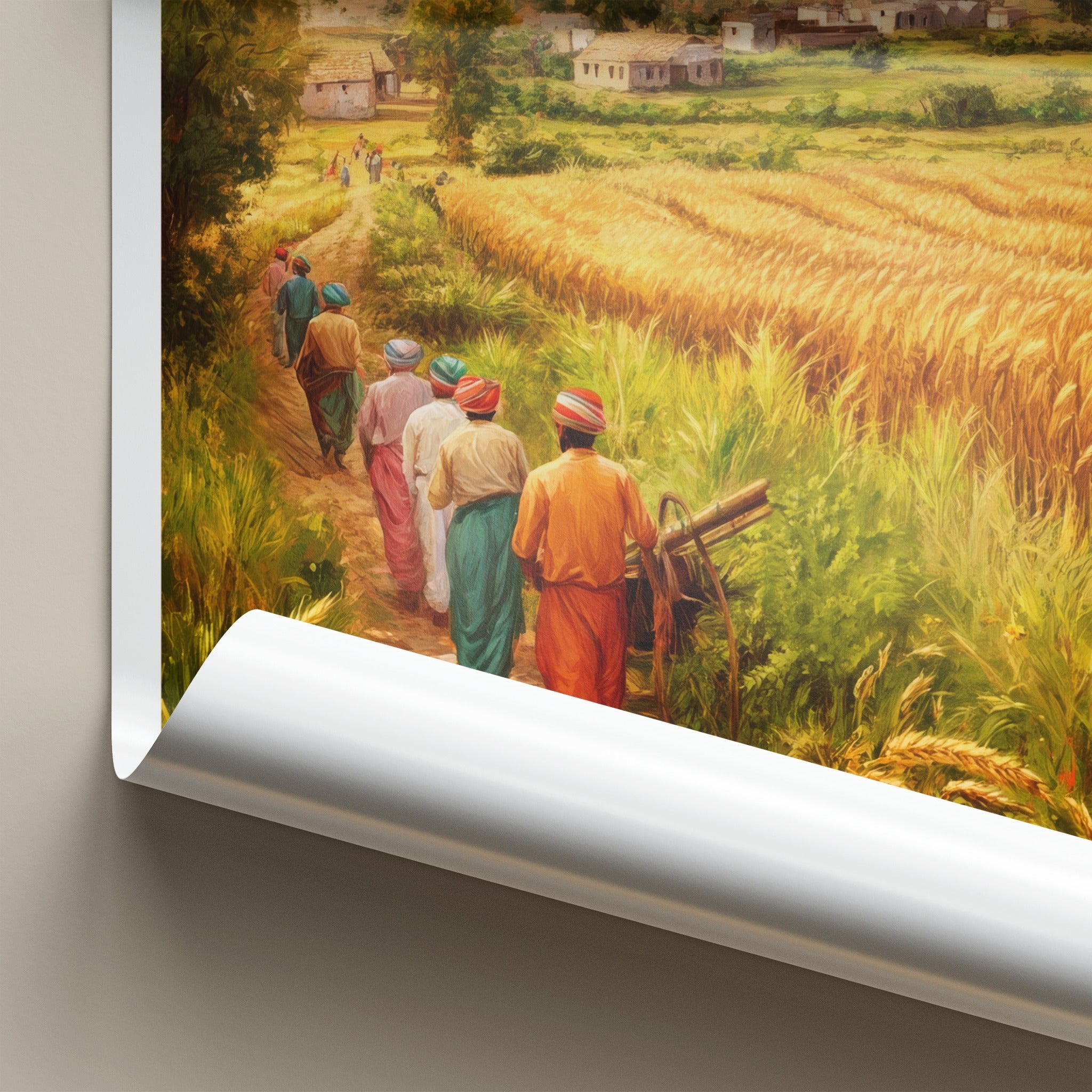Punjab Poster - India Art Print - Punjab Village Harvest Path Home Decor