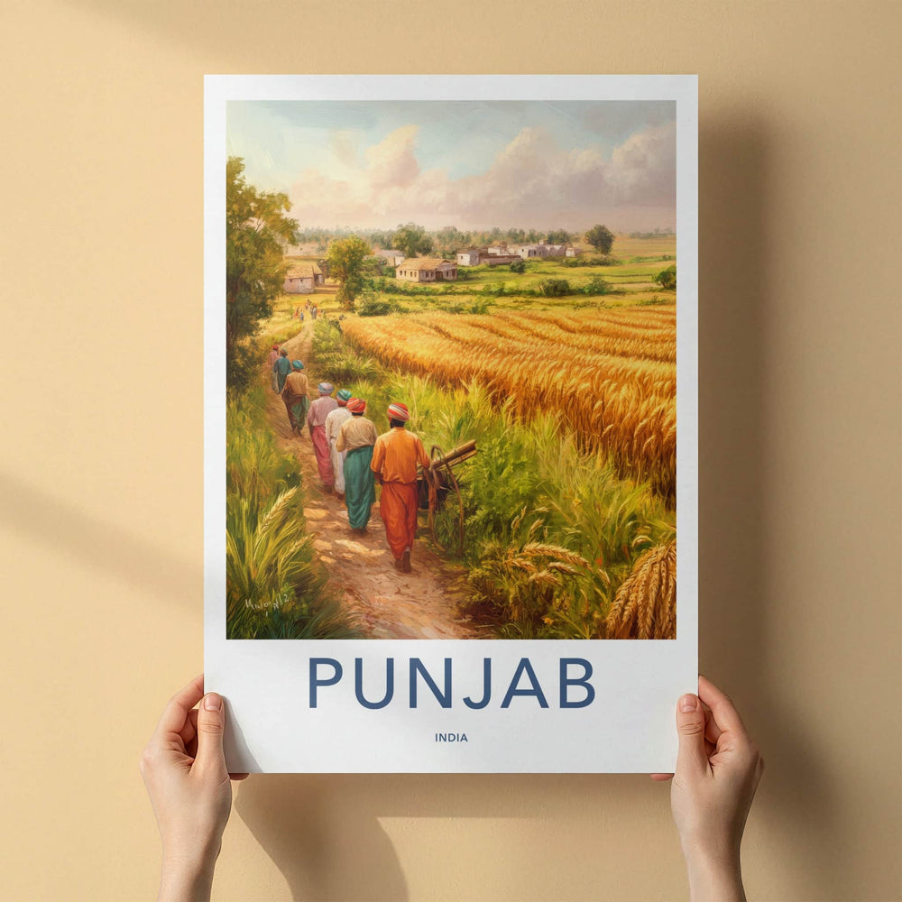 Punjab Poster - India Art Print - Punjab Village Harvest Path Home Decor