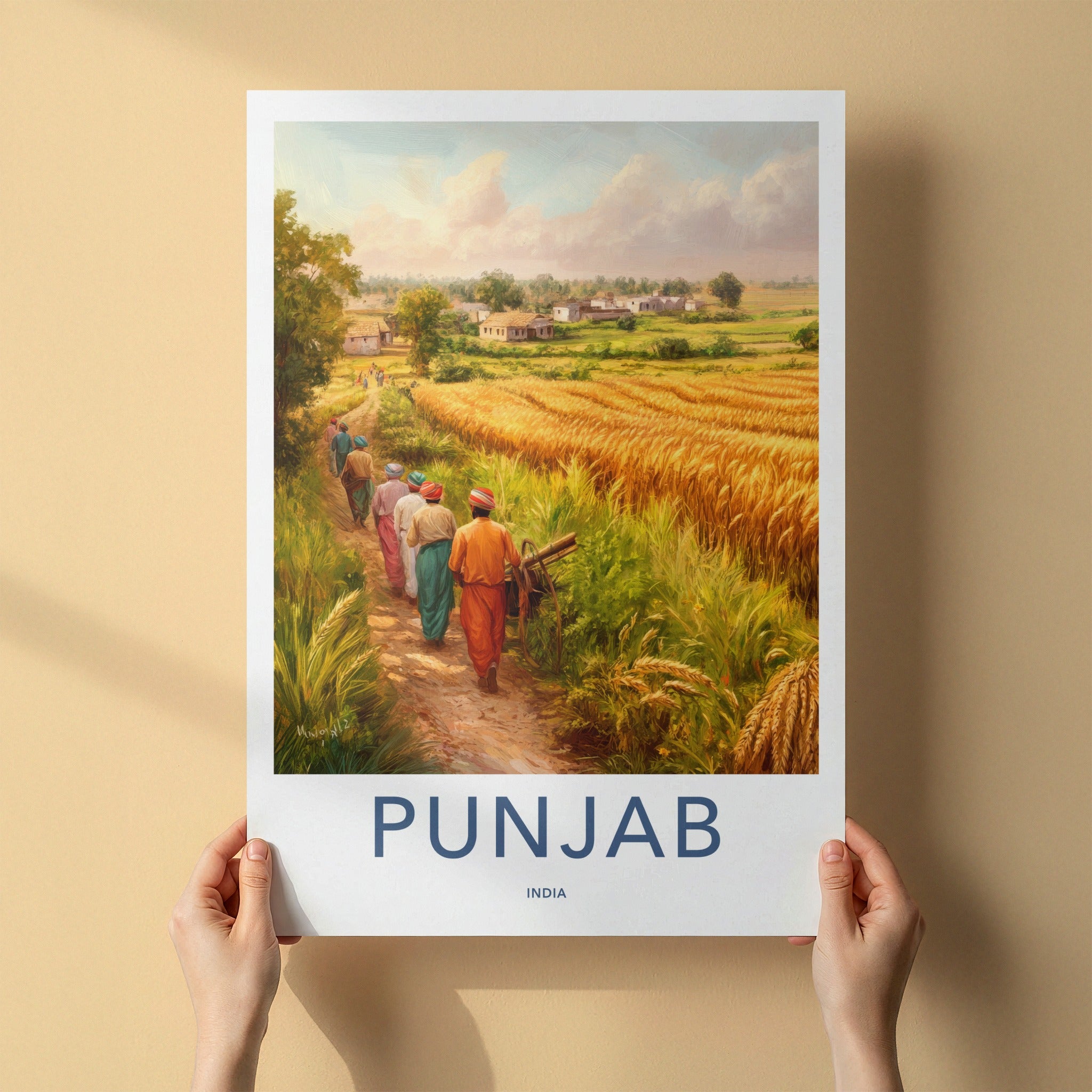Punjab Poster - India Art Print - Punjab Village Harvest Path Home Decor