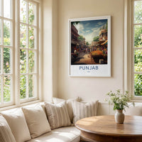 Punjab Poster - India Framed Art - Punjab Busy Market Scene Framed Decor