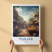 Punjab Poster - India Framed Art - Punjab Busy Market Scene Framed Decor