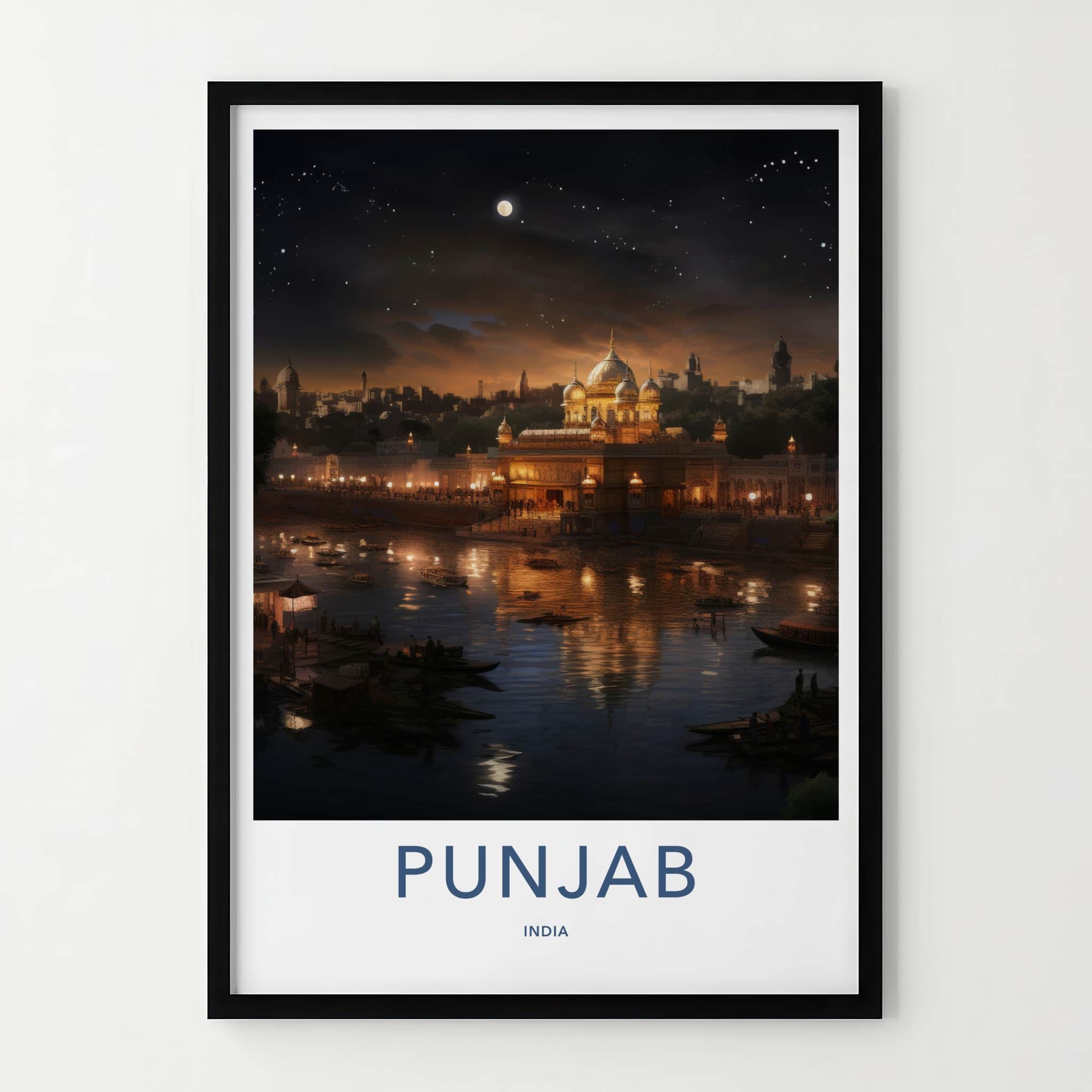 Punjab Poster - India Framed Print - Punjab Temple Night Framed Decor