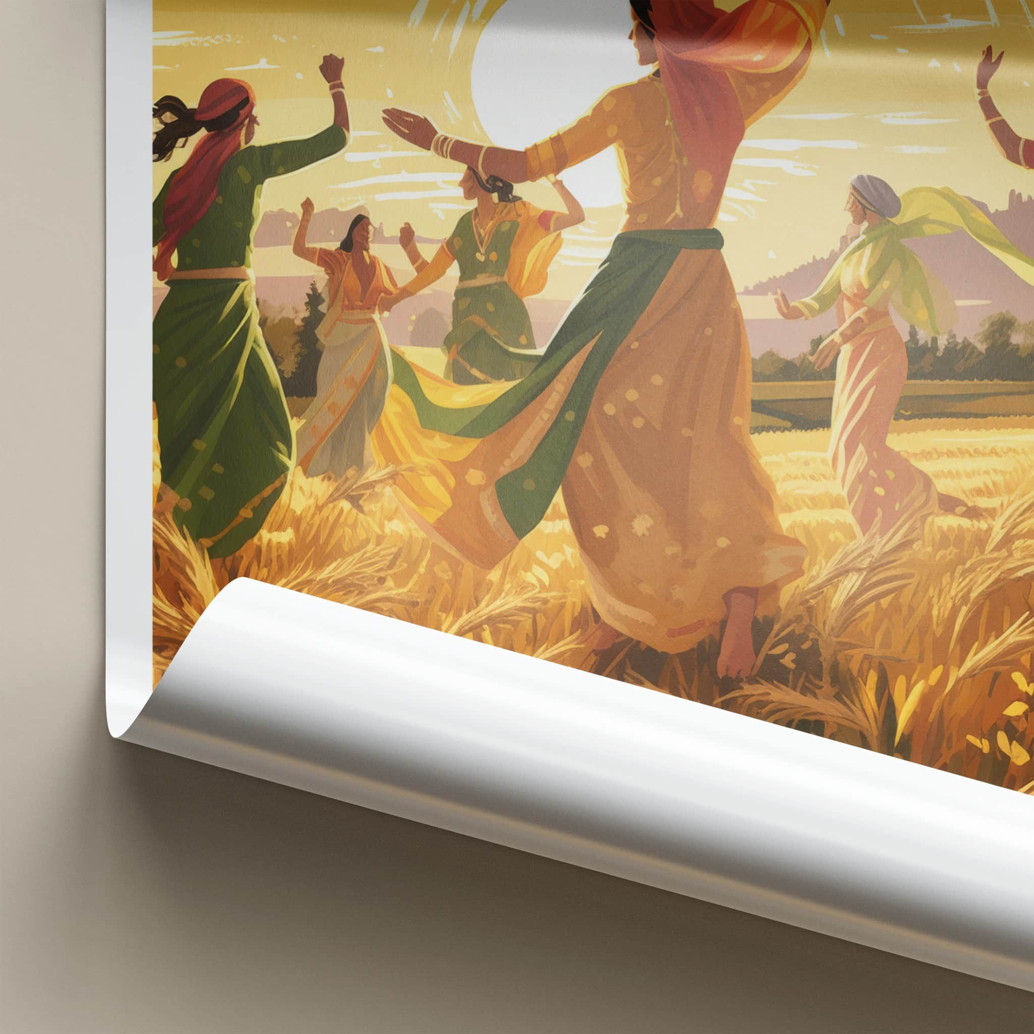 Punjab Poster - India Travel Art - Punjab Dancing Women Home Decor