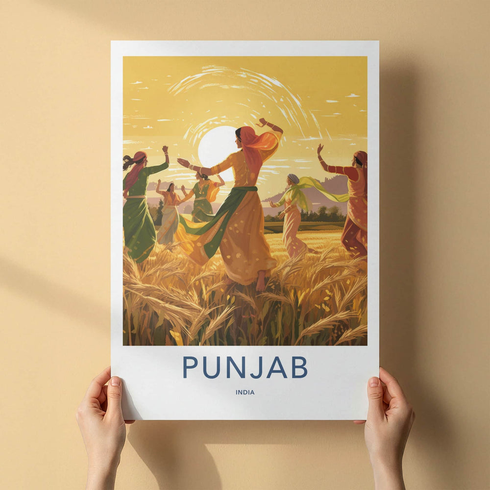 Punjab Poster - India Travel Art - Punjab Dancing Women Home Decor
