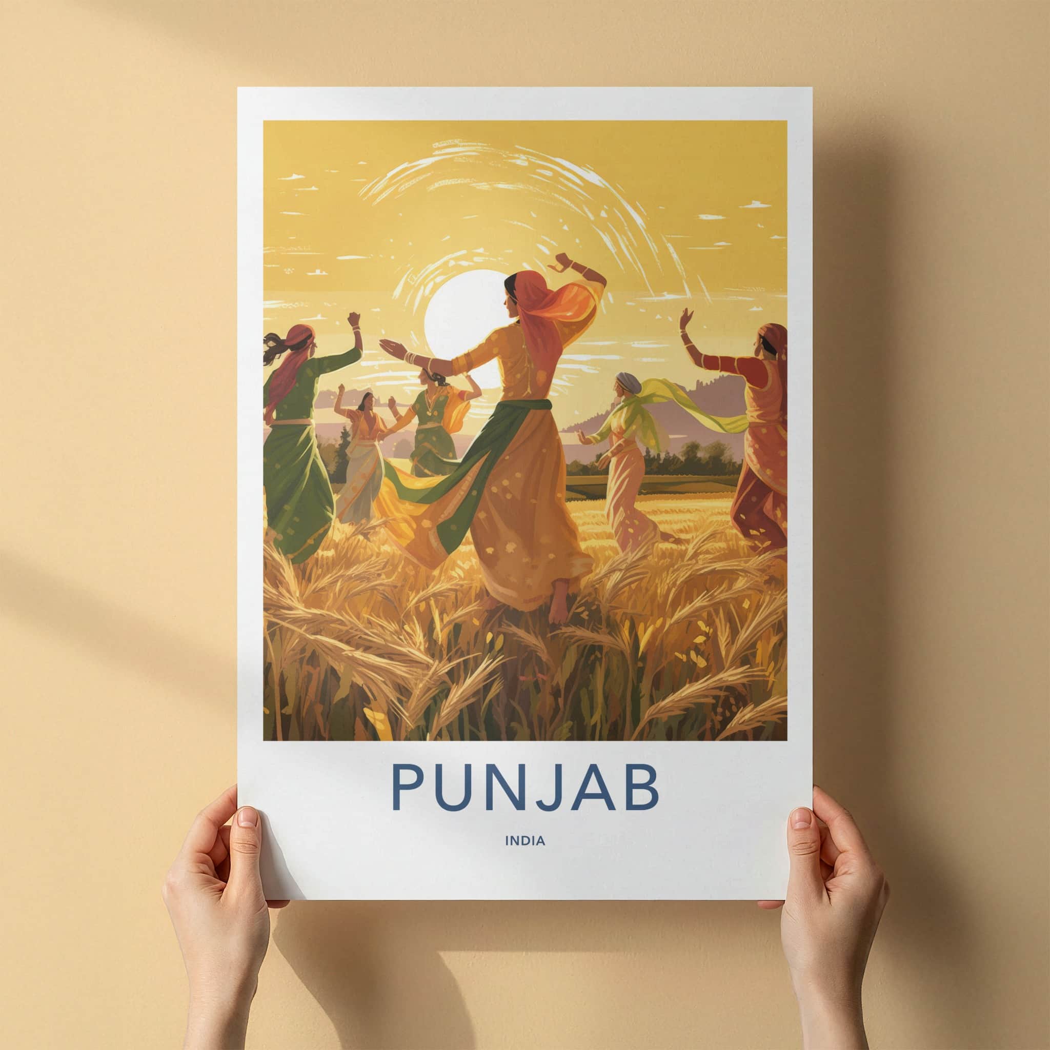 Punjab Poster - India Travel Art - Punjab Dancing Women Home Decor
