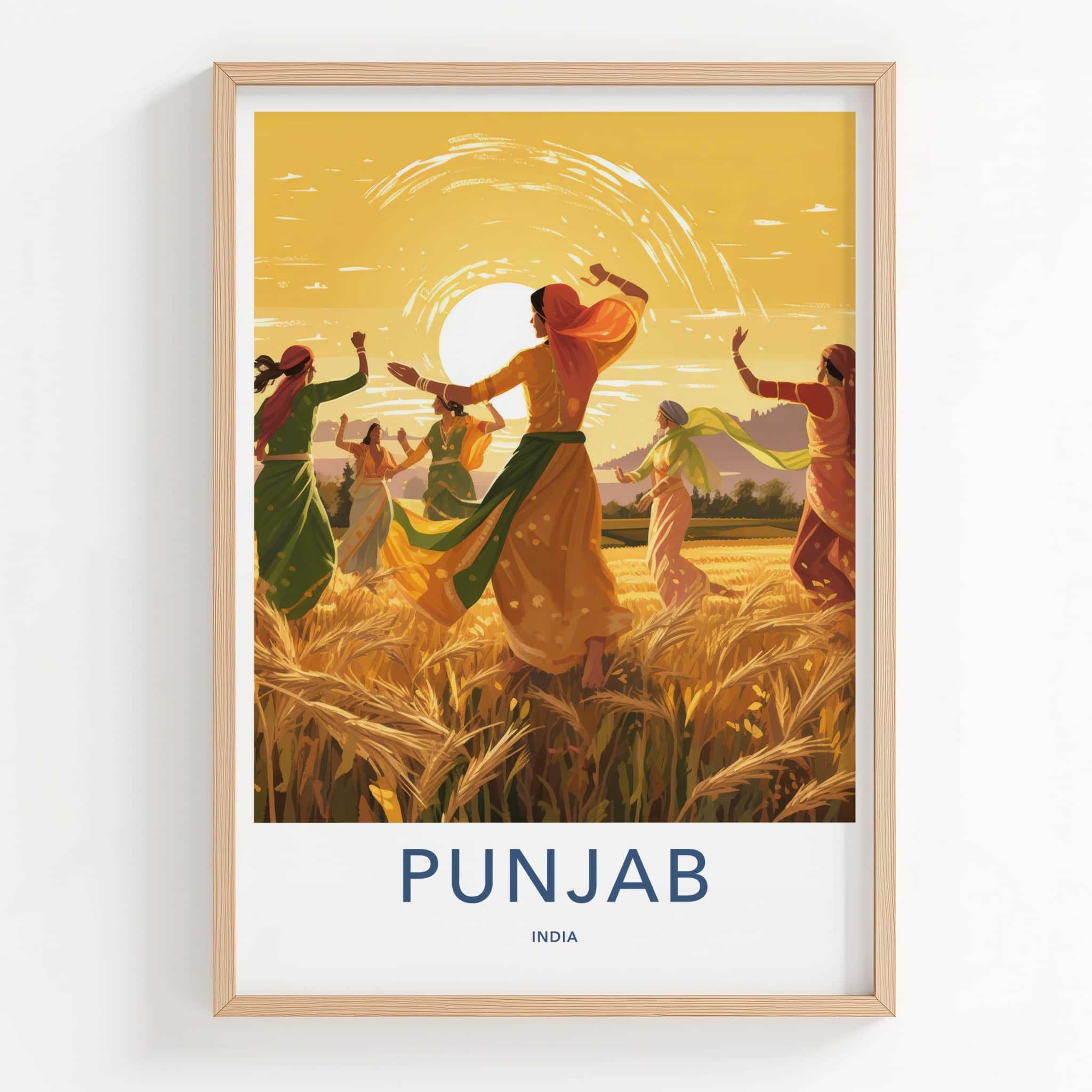 Punjab Poster - India Travel Art - Punjab Dancing Women Home Decor