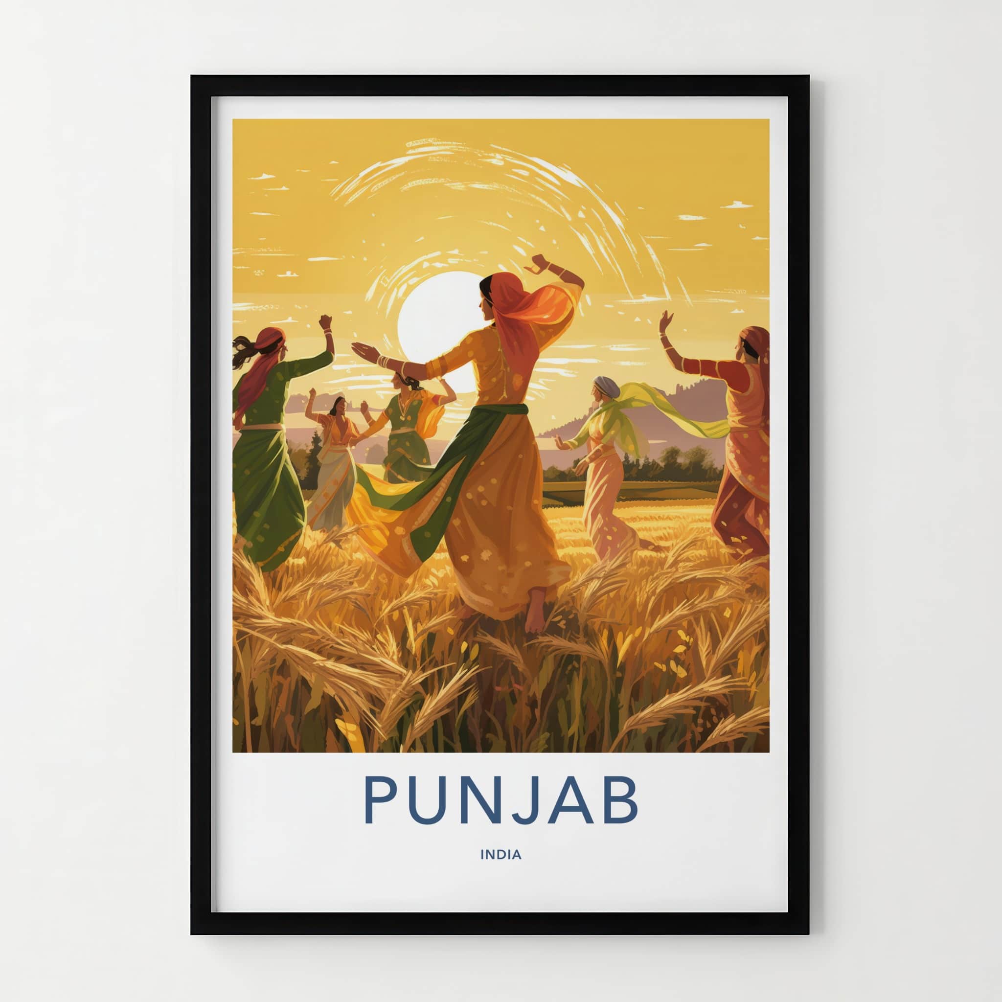 Punjab Poster - India Travel Art - Punjab Dancing Women Home Decor