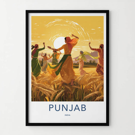 Punjab Poster - India Travel Art - Punjab Dancing Women Home Decor