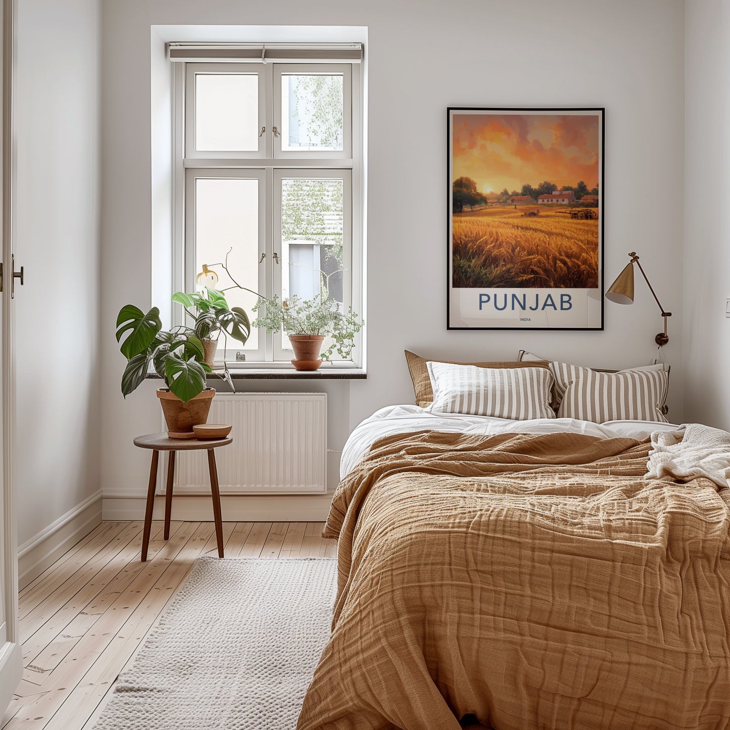 Punjab Poster - India Travel Art - Punjab Golden Field Sunset Home Decor