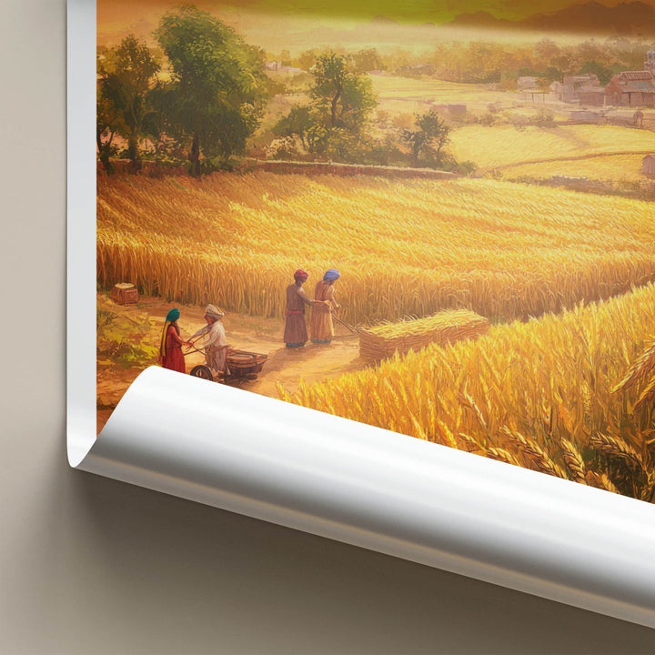 Punjab Poster - India Travel Art - Punjab Golden Wheat Harvest Home Decor