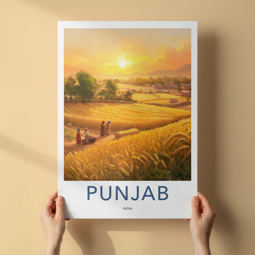 Punjab Poster - India Travel Art - Punjab Golden Wheat Harvest Home Decor