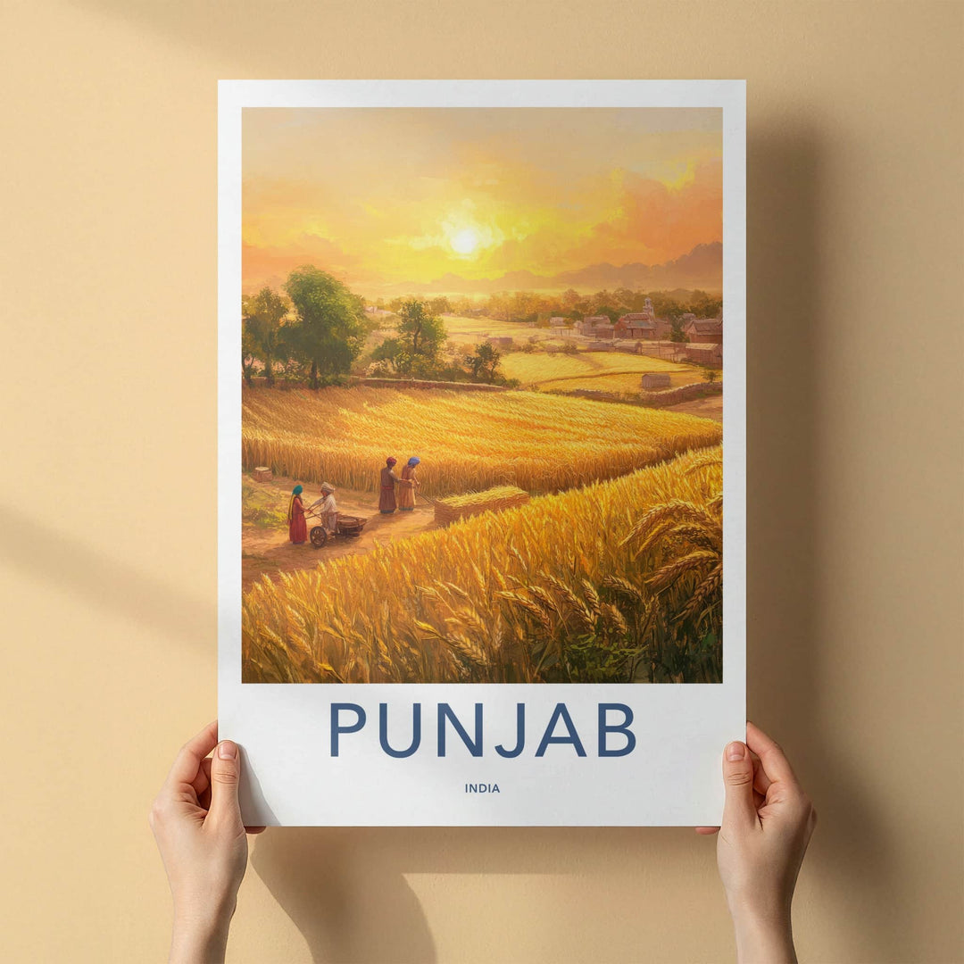 Punjab Poster - India Travel Art - Punjab Golden Wheat Harvest Home Decor