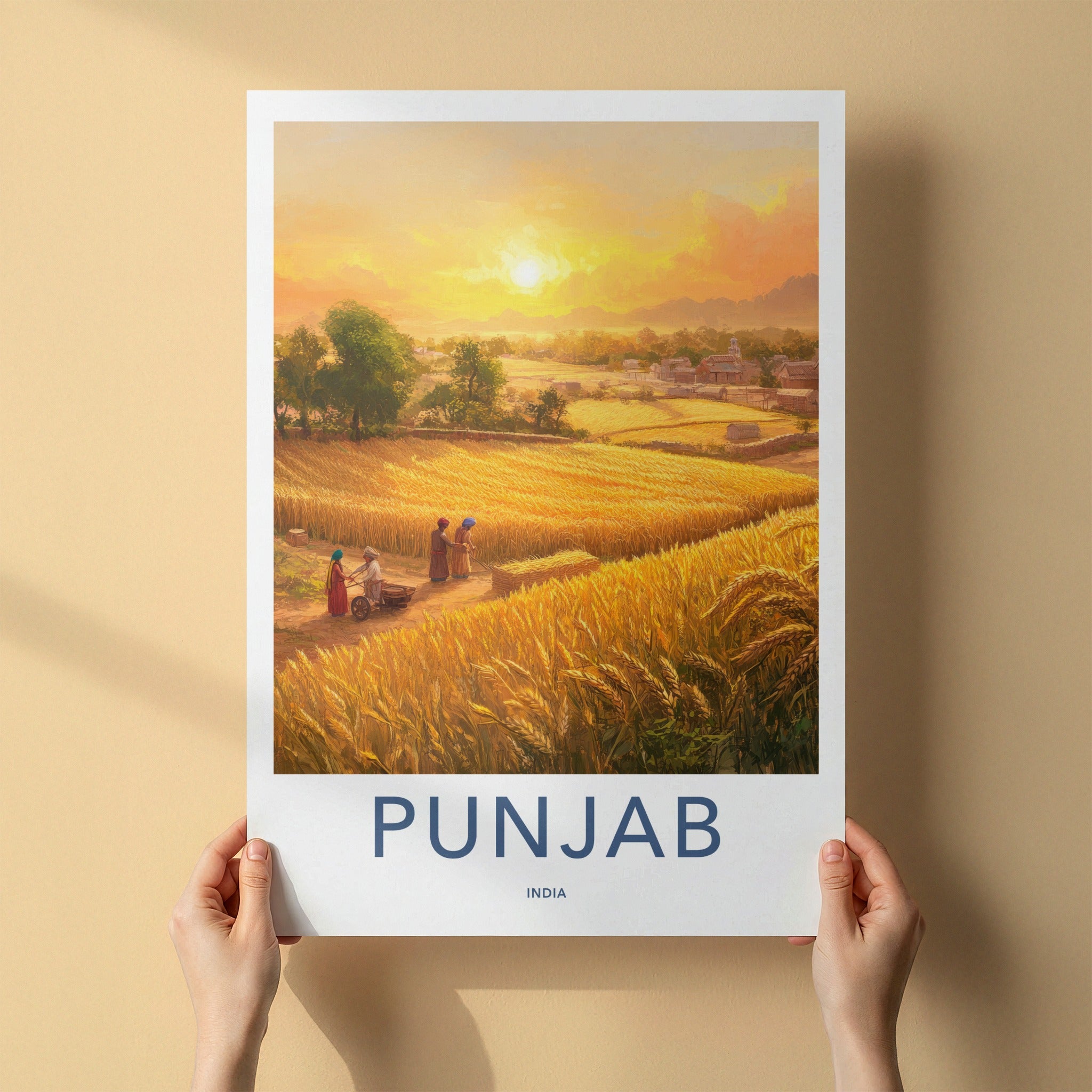 Punjab Poster - India Travel Art - Punjab Golden Wheat Harvest Home Decor