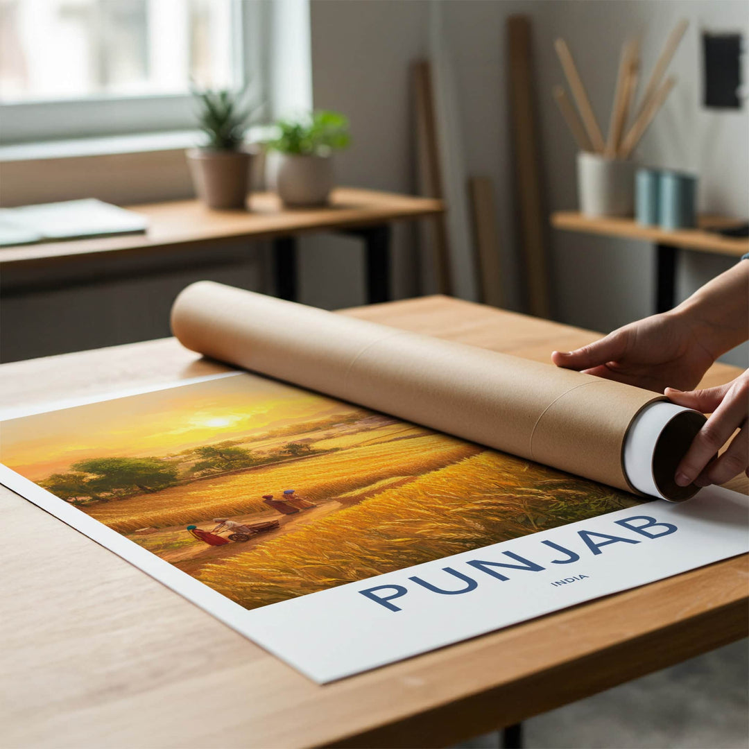Punjab Poster - India Travel Art - Punjab Golden Wheat Harvest Home Decor