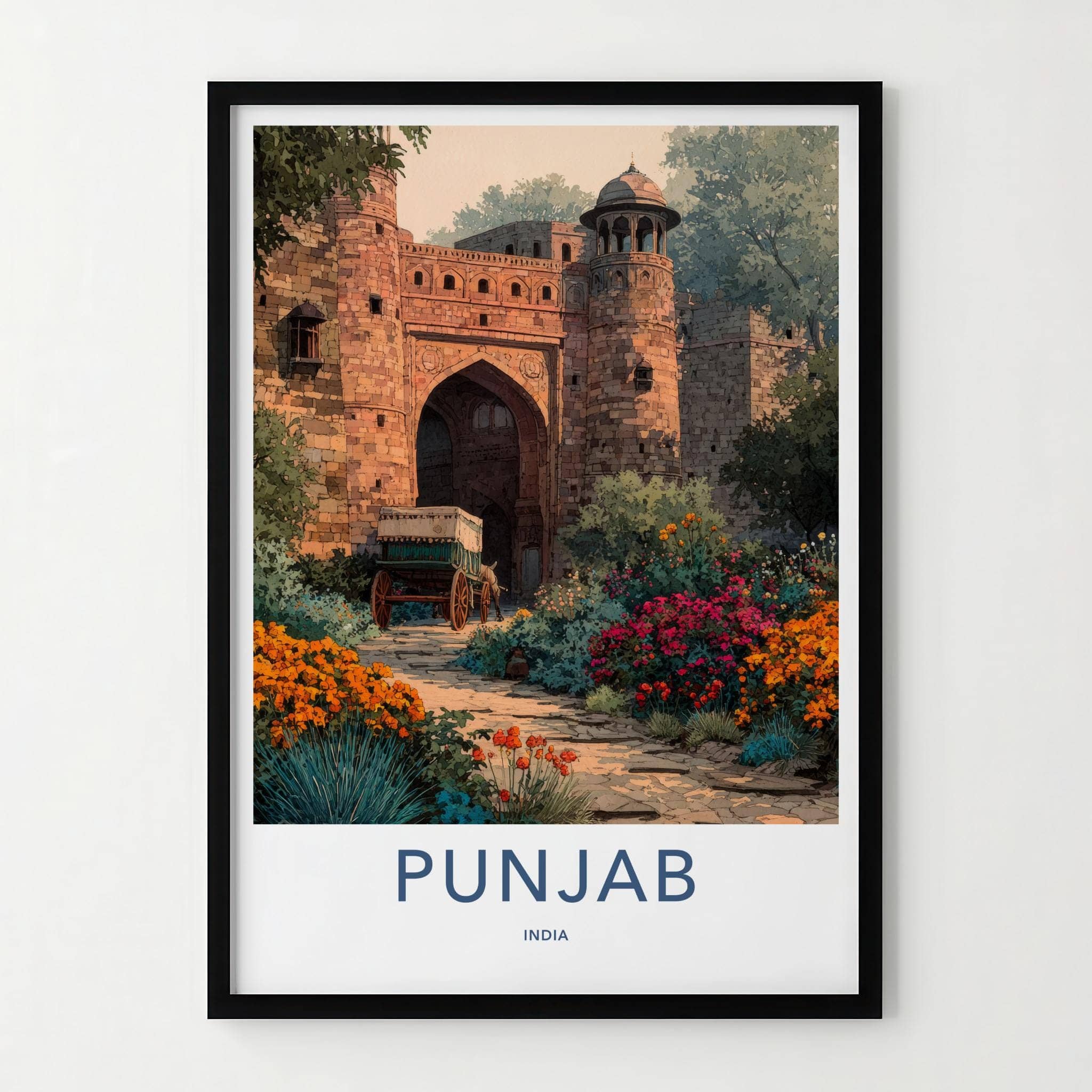 Punjab Poster - India Travel Art - Punjab Historic Ancient Gate Home Decor
