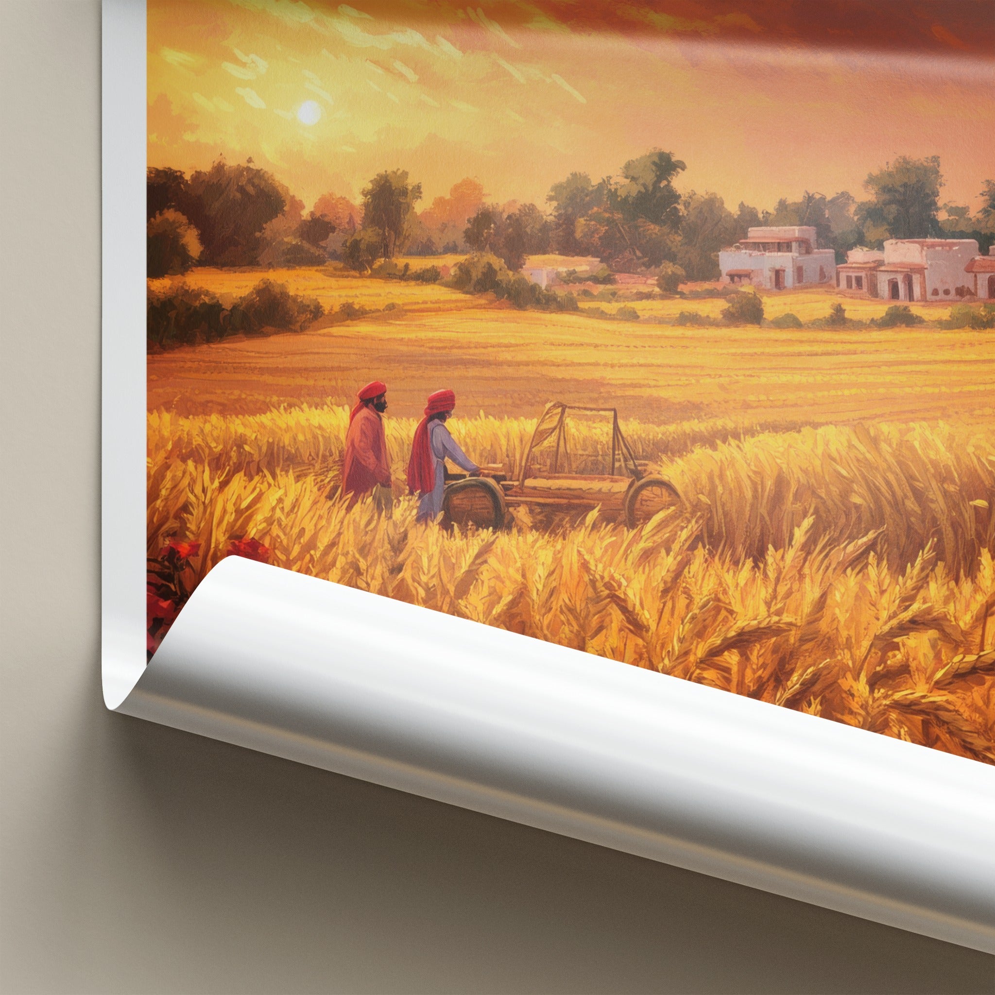 Punjab Poster - India Wall Art - Punjab Farmers Golden Wheat Home Decor