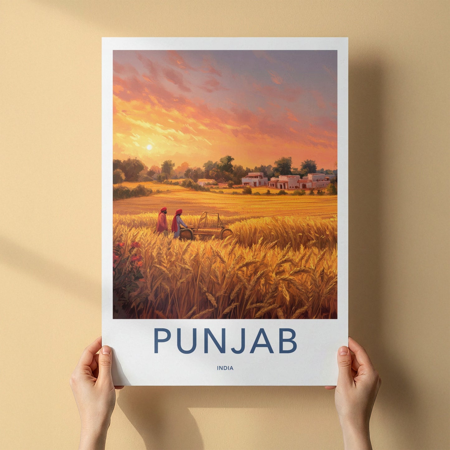 Punjab Poster - India Wall Art - Punjab Farmers Golden Wheat Home Decor