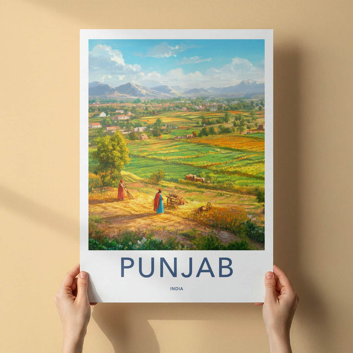 Punjab Poster - India Wall Art - Punjab Rural Farming Scene Home Decor