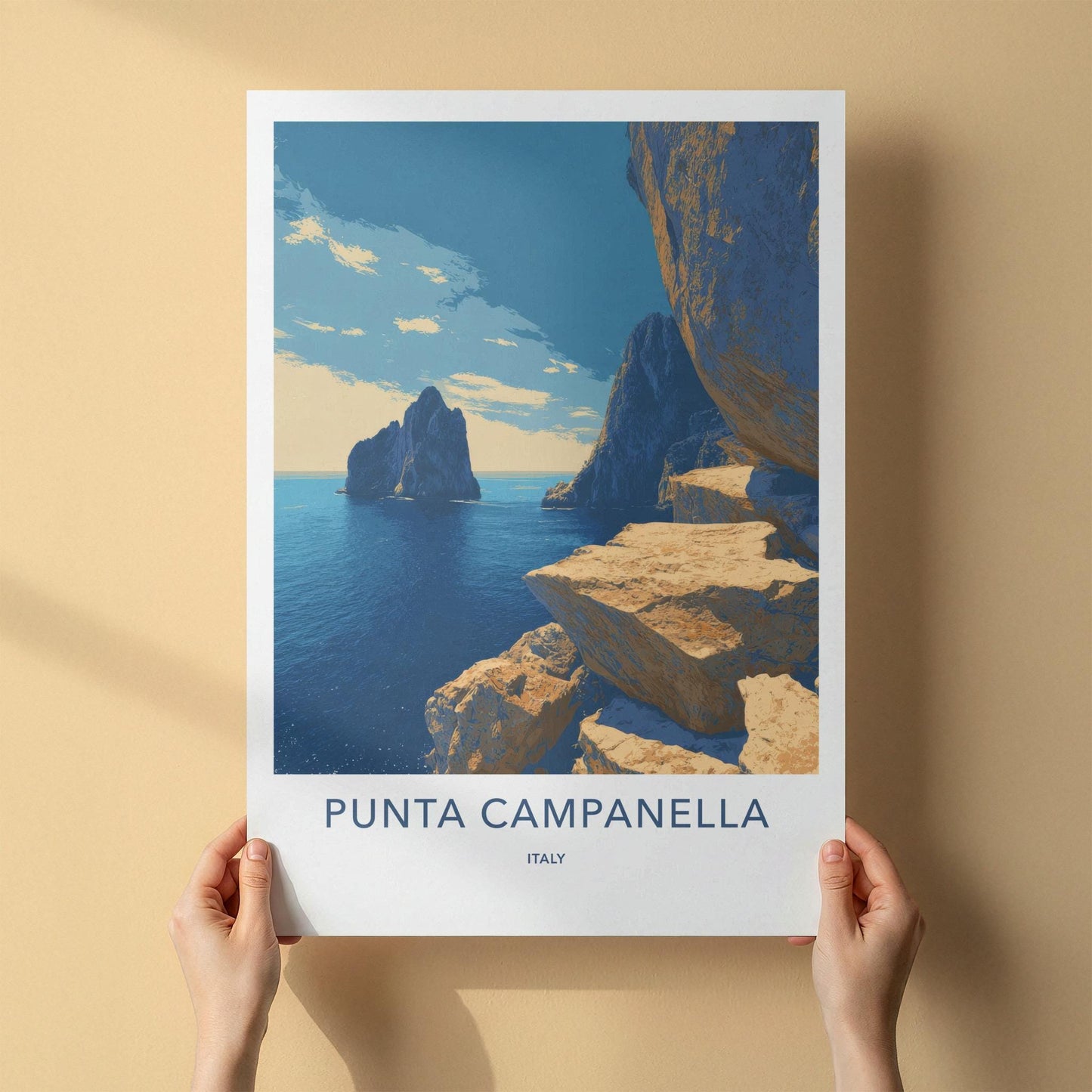 Punta Campanella Poster - Italy Travel Art - Dramatic Sea Cliffs Home Decor